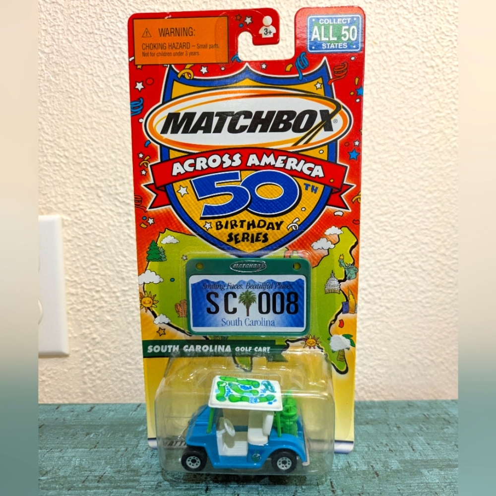 2/$18 VTG Matchbox Across America 50th Birthday Series S Carolina Golf Cart 2001